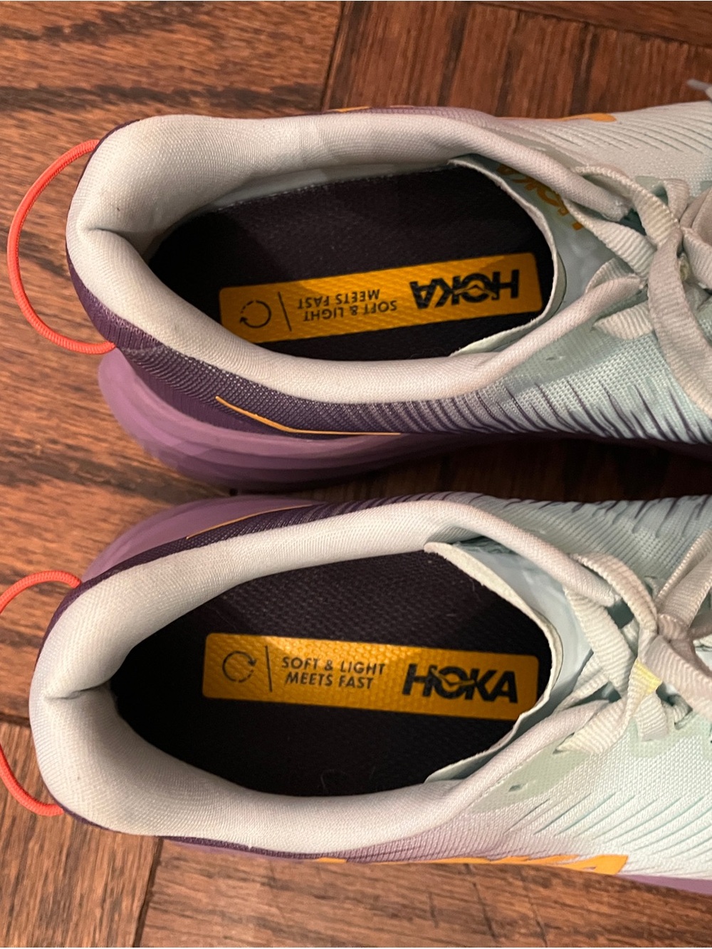 Hoka One One Women's Mint Green & Purple Running Shoes - Picture 3 of 6